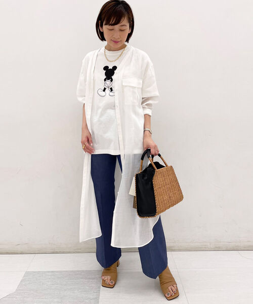 NOLLEY’S（ノーリーズ）の「ラミーツイルシャツワンピース（シャツワンピース・レディース・ホワイト/グリーン・38）」の13枚目の写真