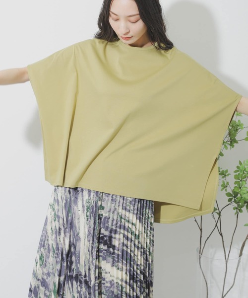 SENSE OF PLACE by URBAN RESEARCH（センスオブプレイスバイアーバンリサーチ）の「シルケットポンチョカットソー（Tシャツ/カットソー・レディース・ライトベージュ/ブラック/オフホワイト/イエロー・ONE）」の4枚目の写真