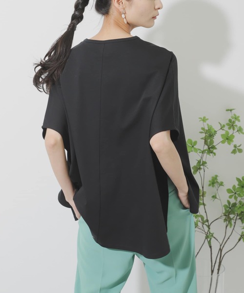 SENSE OF PLACE by URBAN RESEARCH（センスオブプレイスバイアーバンリサーチ）の「シルケットポンチョカットソー（Tシャツ/カットソー・レディース・ライトベージュ/ブラック/オフホワイト/イエロー・ONE）」の2枚目の写真