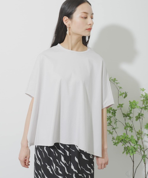 SENSE OF PLACE by URBAN RESEARCH（センスオブプレイスバイアーバンリサーチ）の「シルケットポンチョカットソー（Tシャツ/カットソー・レディース・ライトベージュ/ブラック/オフホワイト/イエロー・ONE）」の12枚目の写真