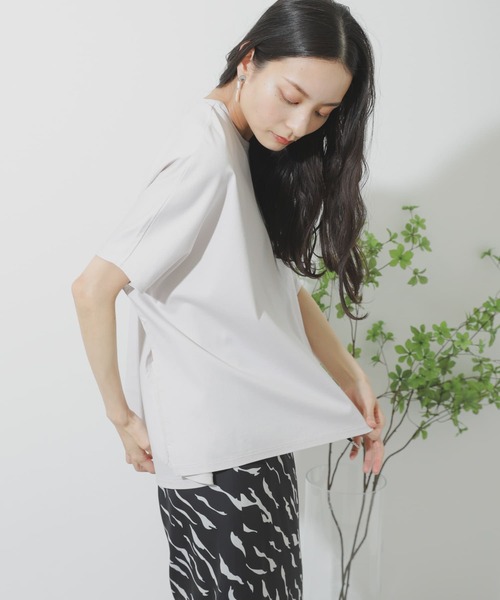 SENSE OF PLACE by URBAN RESEARCH（センスオブプレイスバイアーバンリサーチ）の「シルケットポンチョカットソー（Tシャツ/カットソー・レディース・ライトベージュ/ブラック/オフホワイト/イエロー・ONE）」の14枚目の写真