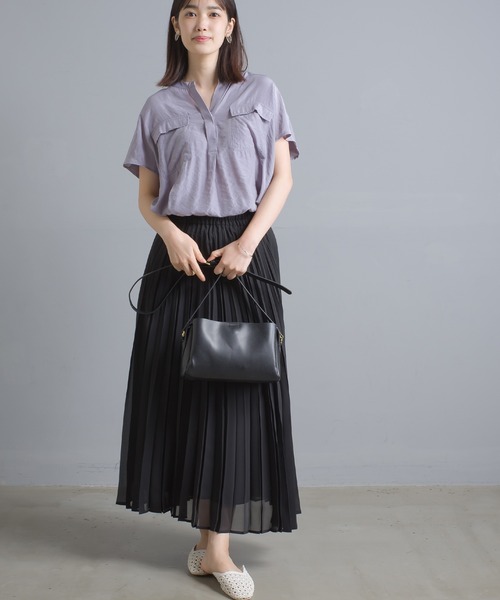 OMNES Supremo（オムネス　スプレモ）の「シフォンプリーツスカート（スカート・レディース・ブラック/ベージュ/イエロー・FREE）」の17枚目の写真