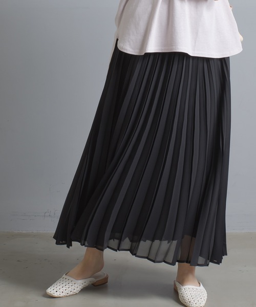 OMNES Supremo（オムネス　スプレモ）の「シフォンプリーツスカート（スカート・レディース・ブラック/ベージュ/イエロー・FREE）」の7枚目の写真