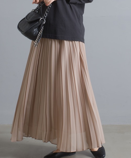 OMNES Supremo（オムネス　スプレモ）の「シフォンプリーツスカート（スカート・レディース・ブラック/ベージュ/イエロー・FREE）」の21枚目の写真