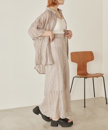 しわ加工シアーチェックマーメイドスカート