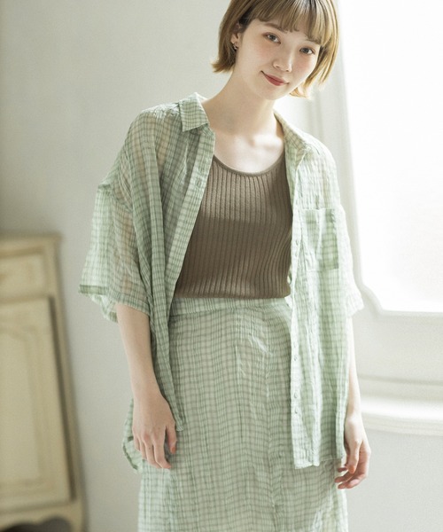 mikke（ミッケ）の「しわ加工シアーチェックマーメイドスカート（スカート・レディース・ブラウン/グレー/グリーン・FREE）」の17枚目の写真