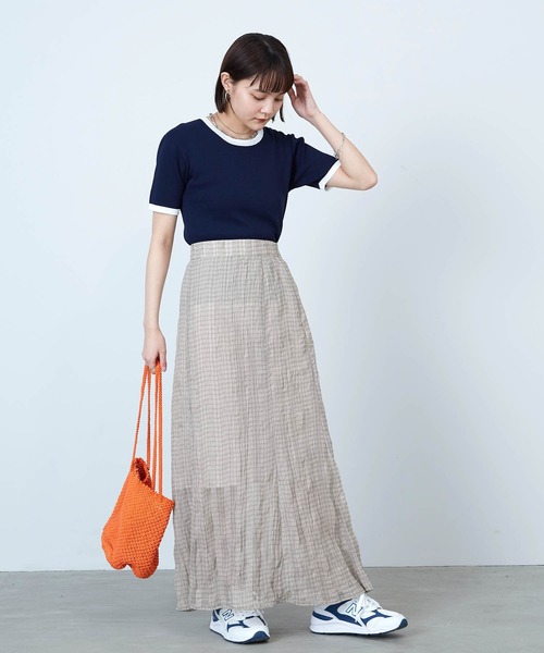 mikke（ミッケ）の「しわ加工シアーチェックマーメイドスカート（スカート・レディース・ブラウン/グレー/グリーン・FREE）」の14枚目の写真