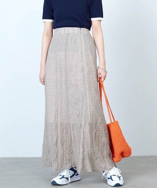 mikke（ミッケ）の「しわ加工シアーチェックマーメイドスカート（スカート・レディース・ブラウン/グレー/グリーン・FREE）」の11枚目の写真