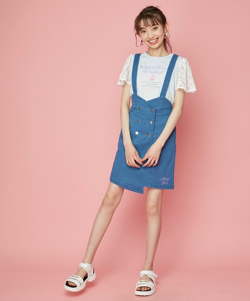 JENNI love(ジェニィラブ)の「接触冷感サス付きデニムラップスカート(デニムスカート・キッズ・サックスブルー/ブルー・130cm/140cm/150cm/160cm)」の5枚目の写真