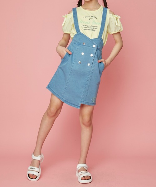 JENNI love(ジェニィラブ)の「接触冷感サス付きデニムラップスカート(デニムスカート・キッズ・サックスブルー/ブルー・130cm/140cm/150cm/160cm)」の21枚目の写真