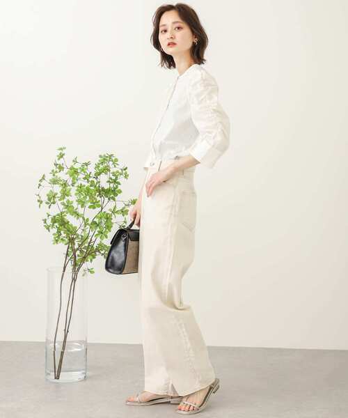 SENSE OF PLACE by URBAN RESEARCH（センスオブプレイスバイアーバンリサーチ）の「ノーカラーギャザースリーブシャツ（シャツ/ブラウス・レディース・オフホワイト/ネイビー・ONE）」の15枚目の写真