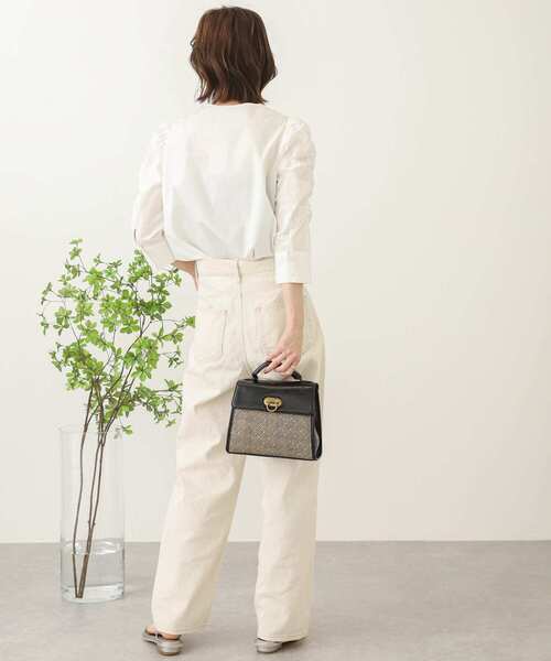 SENSE OF PLACE by URBAN RESEARCH（センスオブプレイスバイアーバンリサーチ）の「ノーカラーギャザースリーブシャツ（シャツ/ブラウス・レディース・オフホワイト/ネイビー・ONE）」の18枚目の写真