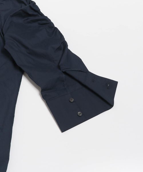 SENSE OF PLACE by URBAN RESEARCH（センスオブプレイスバイアーバンリサーチ）の「ノーカラーギャザースリーブシャツ（シャツ/ブラウス・レディース・オフホワイト/ネイビー・ONE）」の4枚目の写真