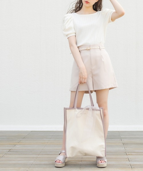 OLIVE des OLIVE（オリーブデオリーブ）の「半袖パワショルプルオーバー（Tシャツ/カットソー・レディース・オフホワイト/ブラック/ライトブラウン・FREE）」の9枚目の写真