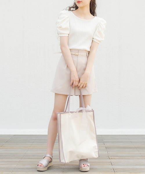 OLIVE des OLIVE（オリーブデオリーブ）の「半袖パワショルプルオーバー（Tシャツ/カットソー・レディース・オフホワイト/ブラック/ライトブラウン・FREE）」の10枚目の写真