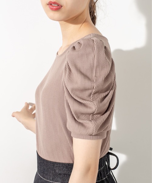 OLIVE des OLIVE（オリーブデオリーブ）の「半袖パワショルプルオーバー（Tシャツ/カットソー・レディース・オフホワイト/ブラック/ライトブラウン・FREE）」の14枚目の写真