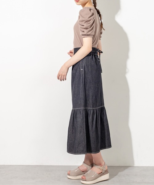 OLIVE des OLIVE（オリーブデオリーブ）の「半袖パワショルプルオーバー（Tシャツ/カットソー・レディース・オフホワイト/ブラック/ライトブラウン・FREE）」の16枚目の写真