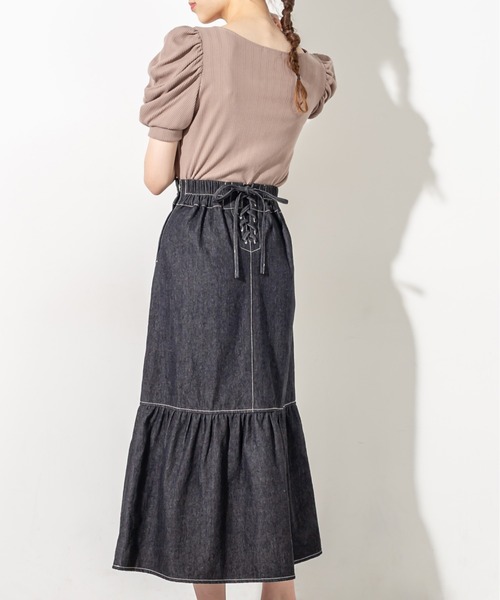 OLIVE des OLIVE（オリーブデオリーブ）の「半袖パワショルプルオーバー（Tシャツ/カットソー・レディース・オフホワイト/ブラック/ライトブラウン・FREE）」の17枚目の写真