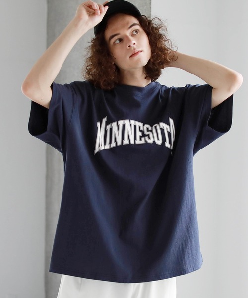 ASTRONOMY（アストロノミー）の「マルチパターンアーチロゴビッグTシャツ（Tシャツ/カットソー・メンズ・ホワイト/ブラック/ネイビー/グリーン/ホワイト系その他/グレー系その他/ブルー系その他/ライトパープル/ホワイト系その他2/ベージュ系その他2/ネイビー系2・M/L/XL）」の8枚目の写真