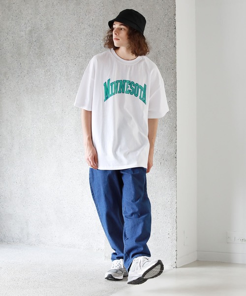 ASTRONOMY（アストロノミー）の「マルチパターンアーチロゴビッグTシャツ（Tシャツ/カットソー・メンズ・ホワイト/ブラック/ネイビー/グリーン/ホワイト系その他/グレー系その他/ブルー系その他/ライトパープル/ホワイト系その他2/ベージュ系その他2/ネイビー系2・M/L/XL）」の14枚目の写真