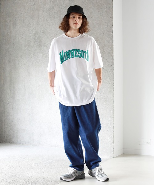 ASTRONOMY（アストロノミー）の「マルチパターンアーチロゴビッグTシャツ（Tシャツ/カットソー・メンズ・ホワイト/ブラック/ネイビー/グリーン/ホワイト系その他/グレー系その他/ブルー系その他/ライトパープル/ホワイト系その他2/ベージュ系その他2/ネイビー系2・M/L/XL）」の13枚目の写真