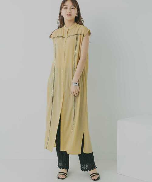 KBF+（ケービーエフプラス）の「KBF+　エンブロイダリーラインワンピース（ワンピース・レディース・ブラウン系その他/ブラック/イエロー・ONE）」の3枚目の写真