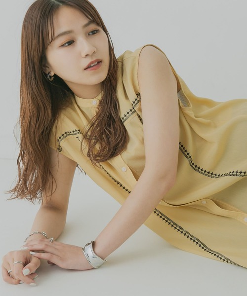 KBF+（ケービーエフプラス）の「KBF+　エンブロイダリーラインワンピース（ワンピース・レディース・ブラウン系その他/ブラック/イエロー・ONE）」の8枚目の写真