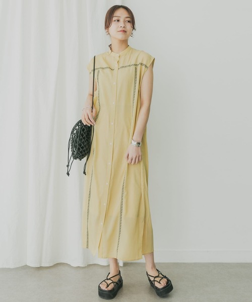 KBF+（ケービーエフプラス）の「KBF+　エンブロイダリーラインワンピース（ワンピース・レディース・ブラウン系その他/ブラック/イエロー・ONE）」の12枚目の写真