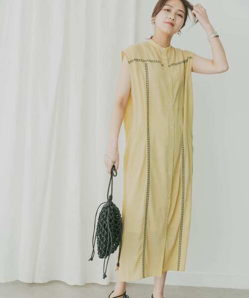 KBF+（ケービーエフプラス）の「KBF+　エンブロイダリーラインワンピース（ワンピース・レディース・ブラウン系その他/ブラック/イエロー・ONE）」の17枚目の写真