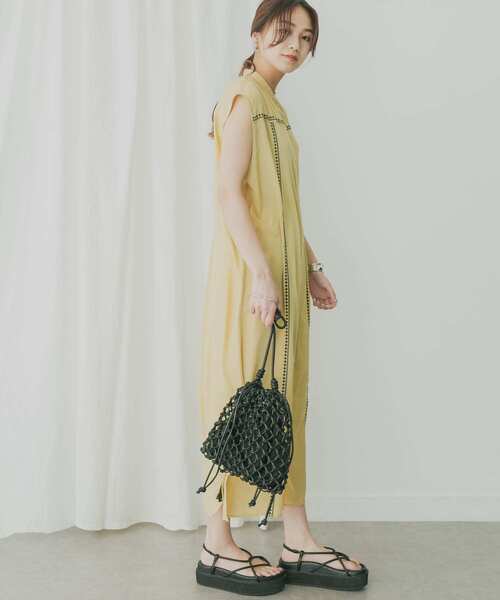 KBF+（ケービーエフプラス）の「KBF+　エンブロイダリーラインワンピース（ワンピース・レディース・ブラウン系その他/ブラック/イエロー・ONE）」の9枚目の写真