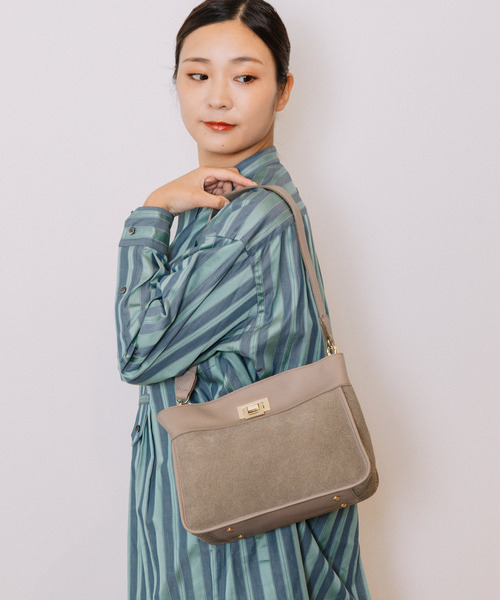 セール ペルケ Perche スコッチガードベロアおこし金具2wayハンドバッグ ショルダーバッグ Perche ペルケ のファッション通販 Zozotown