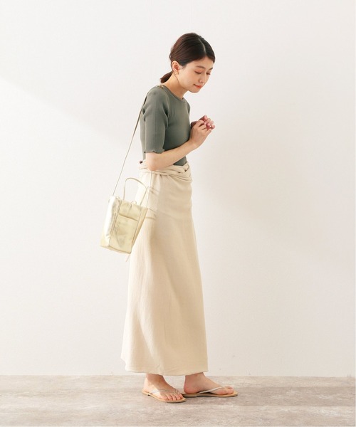 SLOBE IENA（スローブイエナ）の「【Lepidos/レピドス】 KNIT WRAP ロングスカート【手洗い可】（スカート・レディース・ブラウン/アイボリー・FREE）」の3枚目の写真