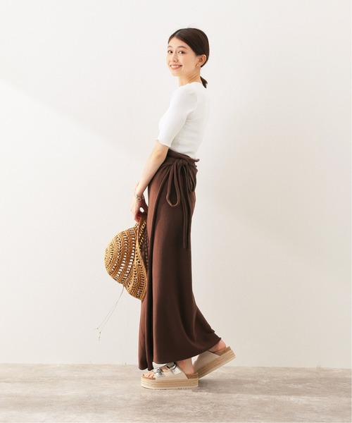 SLOBE IENA（スローブイエナ）の「【Lepidos/レピドス】 KNIT WRAP ロングスカート【手洗い可】（スカート・レディース・ブラウン/アイボリー・FREE）」の6枚目の写真