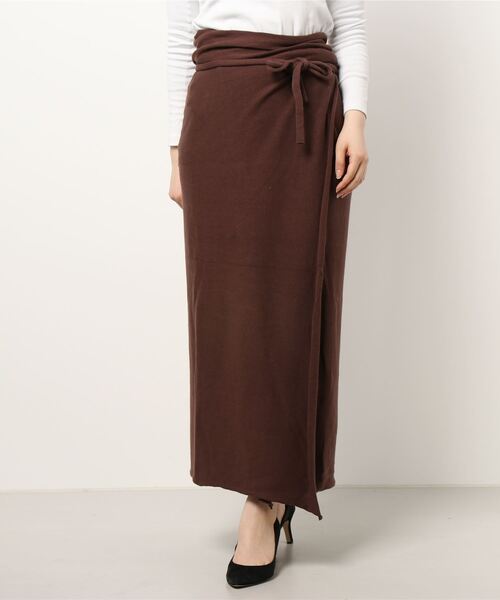 SLOBE IENA（スローブイエナ）の「【Lepidos/レピドス】 KNIT WRAP ロングスカート【手洗い可】（スカート・レディース・ブラウン/アイボリー・FREE）」の10枚目の写真