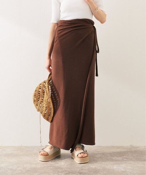 SLOBE IENA（スローブイエナ）の「【Lepidos/レピドス】 KNIT WRAP ロングスカート【手洗い可】（スカート・レディース・ブラウン/アイボリー・FREE）」の21枚目の写真