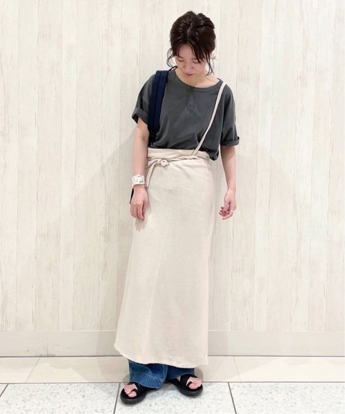 SLOBE IENA（スローブイエナ）の「【Lepidos/レピドス】 KNIT WRAP ロングスカート【手洗い可】（スカート・レディース・ブラウン/アイボリー・FREE）」の14枚目の写真