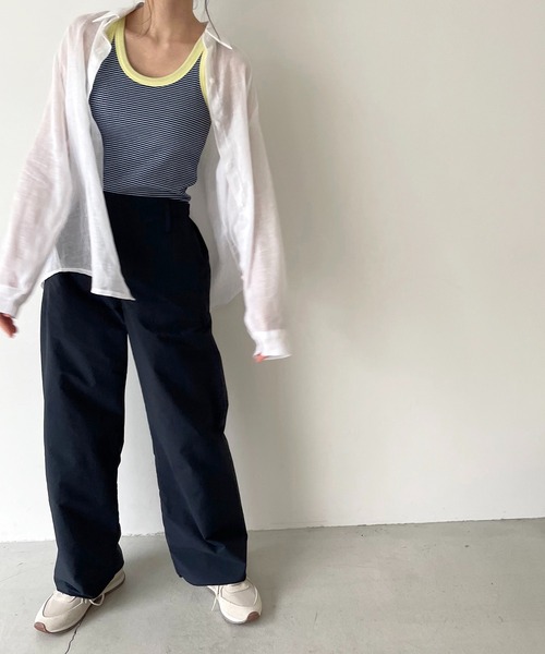 CANAL JEAN（キャナルジーン）の「El mar(エルマール) ガーゼシャツ（シャツ/ブラウス・レディース・ホワイト/ネイビー/カーキ/ピンク/ブラック・ONE SIZE）」の2枚目の写真