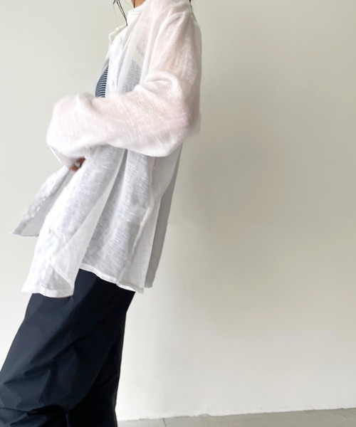 CANAL JEAN（キャナルジーン）の「El mar(エルマール) ガーゼシャツ（シャツ/ブラウス・レディース・ホワイト/ネイビー/カーキ/ピンク/ブラック・ONE SIZE）」の8枚目の写真