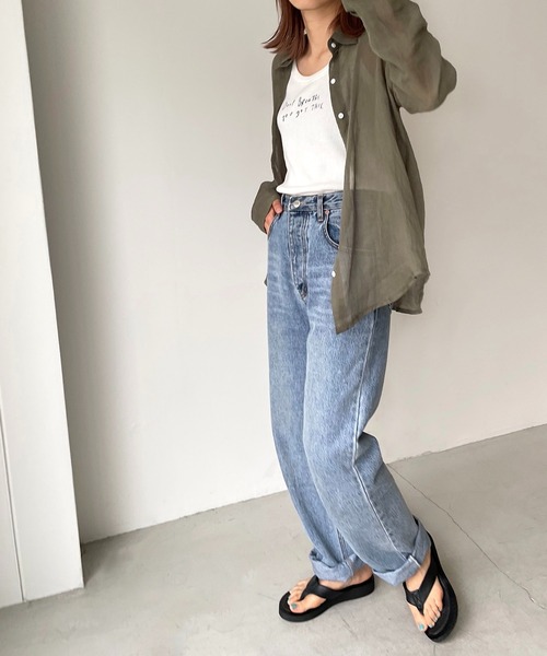 CANAL JEAN（キャナルジーン）の「El mar(エルマール) ガーゼシャツ（シャツ/ブラウス・レディース・ホワイト/ネイビー/カーキ/ピンク/ブラック・ONE SIZE）」の9枚目の写真