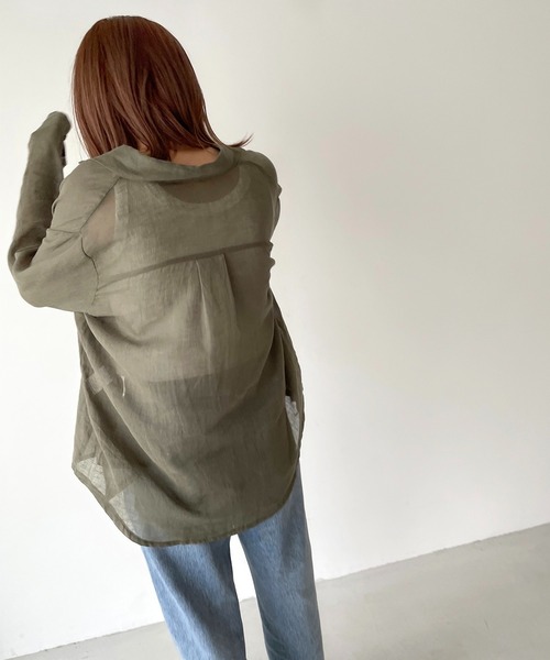 CANAL JEAN（キャナルジーン）の「El mar(エルマール) ガーゼシャツ（シャツ/ブラウス・レディース・ホワイト/ネイビー/カーキ/ピンク/ブラック・ONE SIZE）」の10枚目の写真