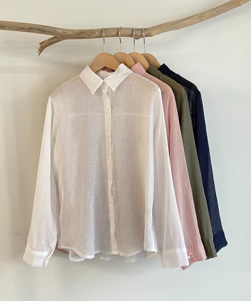 CANAL JEAN（キャナルジーン）の「El mar(エルマール) ガーゼシャツ（シャツ/ブラウス・レディース・ホワイト/ネイビー/カーキ/ピンク/ブラック・ONE SIZE）」の16枚目の写真