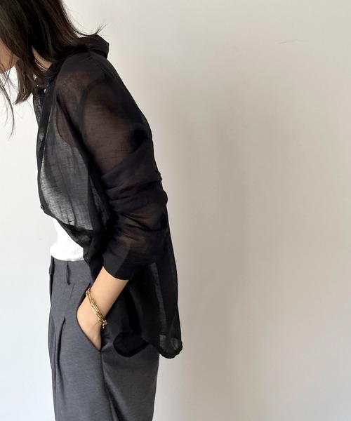 CANAL JEAN（キャナルジーン）の「El mar(エルマール) ガーゼシャツ（シャツ/ブラウス・レディース・ホワイト/ネイビー/カーキ/ピンク/ブラック・ONE SIZE）」の21枚目の写真