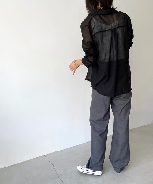 CANAL JEAN（キャナルジーン）の「El mar(エルマール) ガーゼシャツ（シャツ/ブラウス・レディース・ホワイト/ネイビー/カーキ/ピンク/ブラック・ONE SIZE）」の22枚目の写真