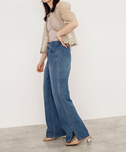 w closet（ダブルクローゼット）の「裾スリット後ろレースアップデニムパンツ（デニムパンツ・レディース・ブルー/ケミカルウォッシュ/キナリ・S/M）」の11枚目の写真