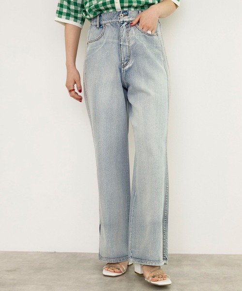 w closet（ダブルクローゼット）の「裾スリット後ろレースアップデニムパンツ（デニムパンツ・レディース・ブルー/ケミカルウォッシュ/キナリ・S/M）」の18枚目の写真