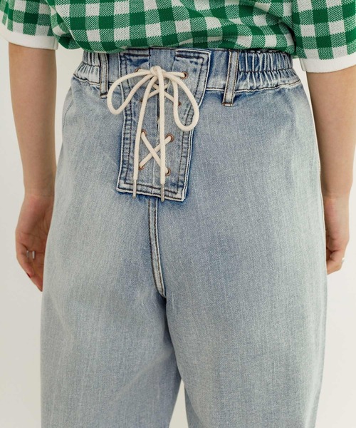 w closet（ダブルクローゼット）の「裾スリット後ろレースアップデニムパンツ（デニムパンツ・レディース・ブルー/ケミカルウォッシュ/キナリ・S/M）」の21枚目の写真