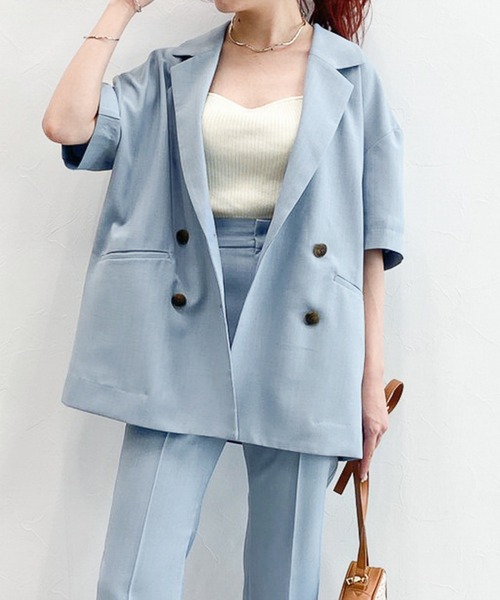 Heather（ヘザー）の「リネンライク半袖ジャケット 【SETUP対応