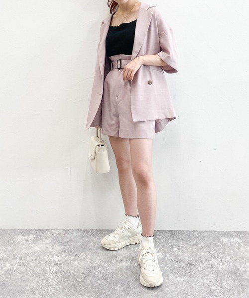 Heather（ヘザー）の「リネンライク半袖ジャケット 【SETUP対応】 959753（テーラードジャケット・レディース・ライトベージュ/サックスブルー/ピンク・FREE）」の6枚目の写真