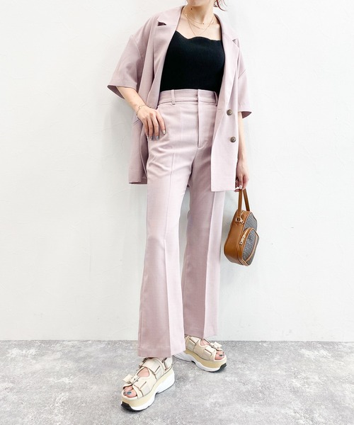 Heather（ヘザー）の「リネンライク半袖ジャケット 【SETUP対応】 959753（テーラードジャケット・レディース・ライトベージュ/サックスブルー/ピンク・FREE）」の7枚目の写真