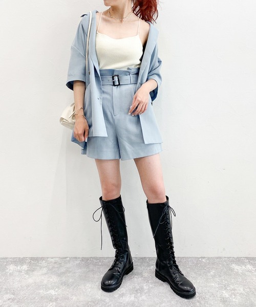 Heather（ヘザー）の「リネンライク半袖ジャケット 【SETUP対応】 959753（テーラードジャケット・レディース・ライトベージュ/サックスブルー/ピンク・FREE）」の14枚目の写真